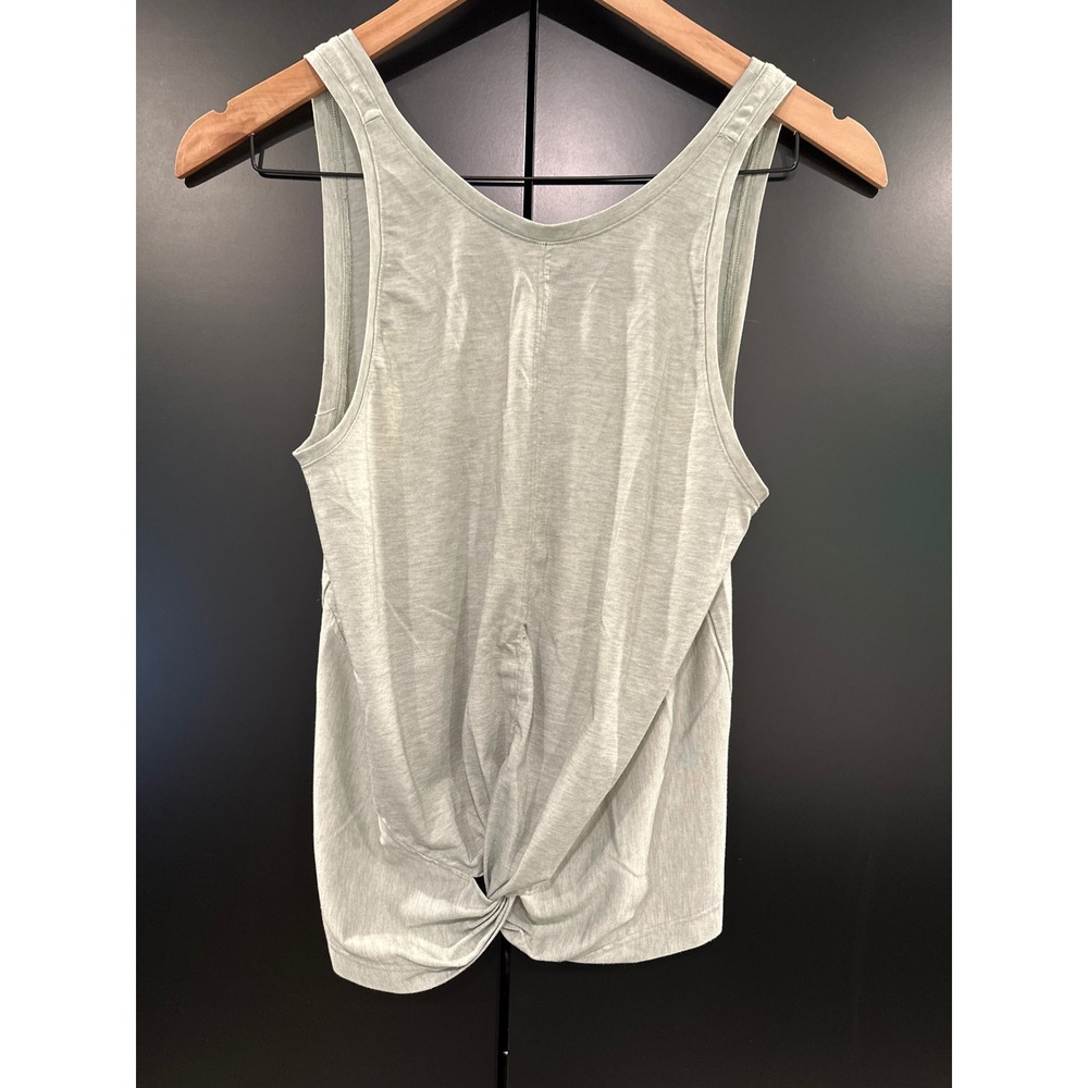 Athleta Essence Twist Back Tank Top Sage Green Heathered Small Yoga Activewear